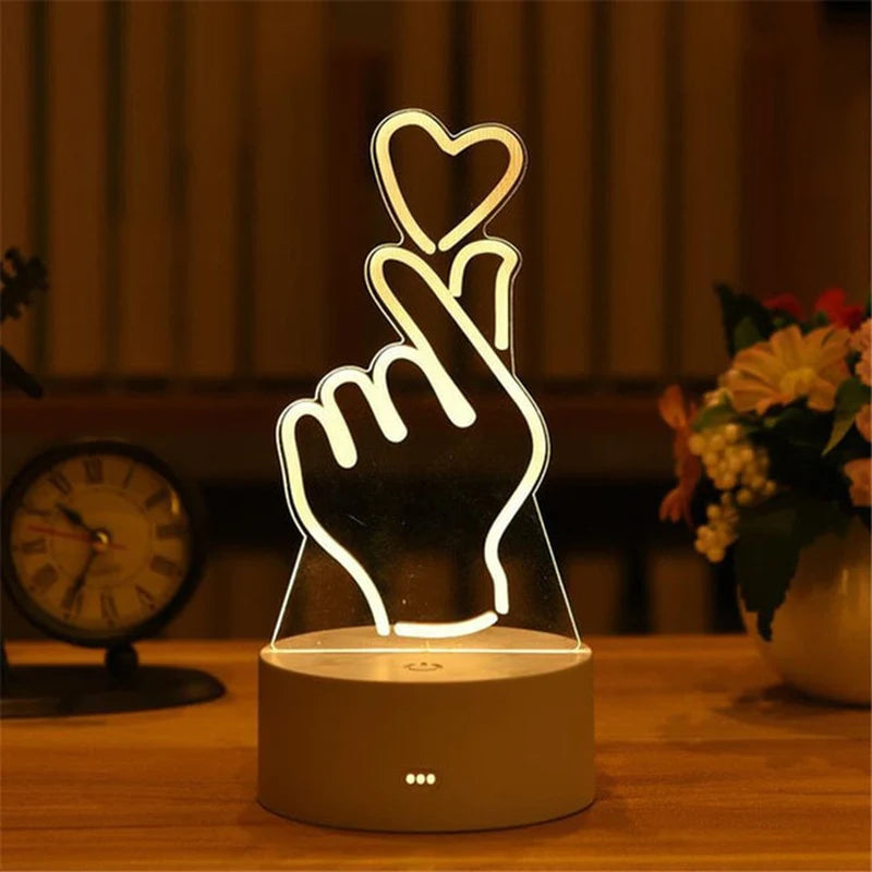 3D Lamp Acrylic LED Night Lights Christmas Party Decoration Night Light for Home Bedroom Decor New Year Wedding Neon Lamp USB