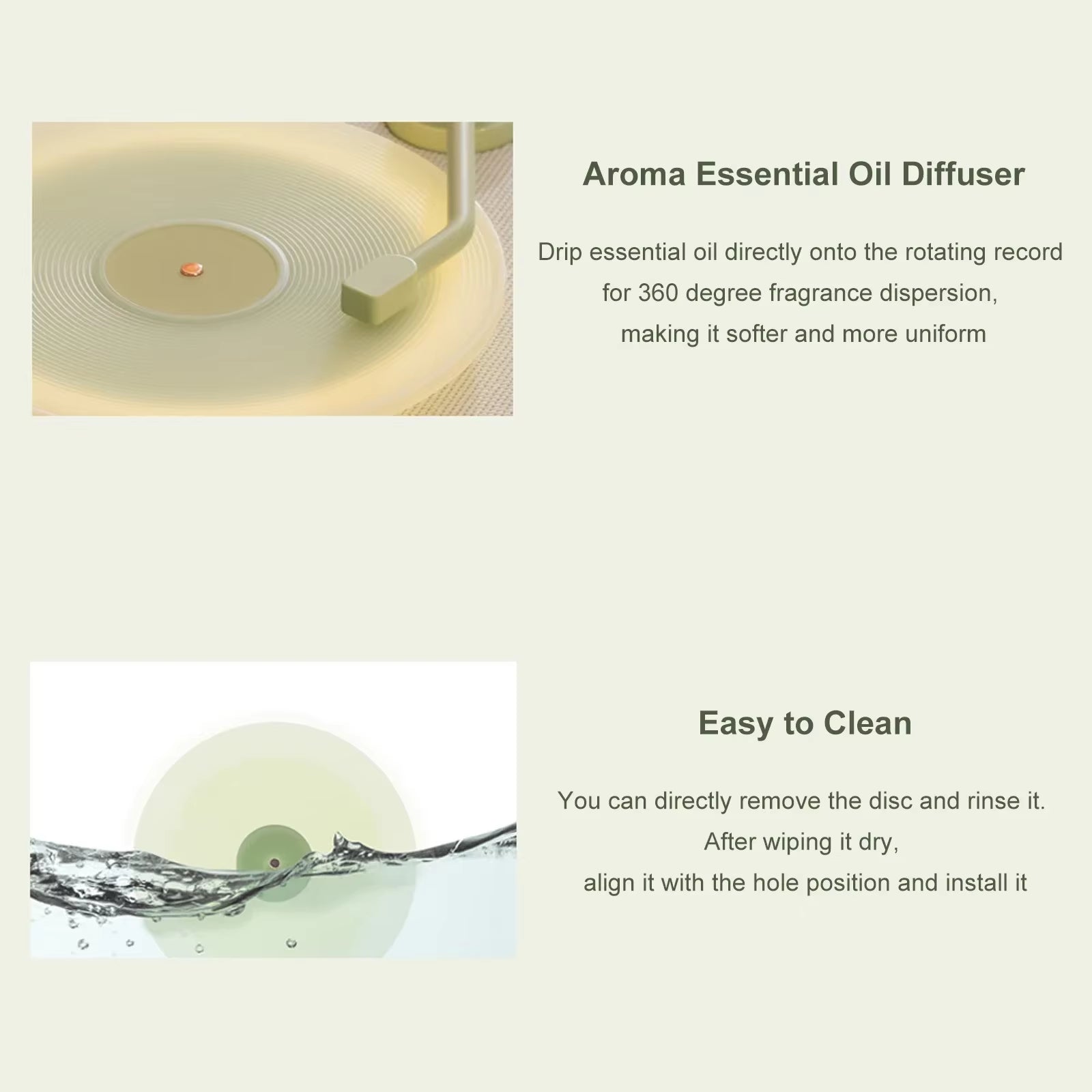 Essential Oil Diffuser Bluetooth Speaker - Retro Vintage Vinyl Design with Ambient Lighting for a Cozy Atmosphere