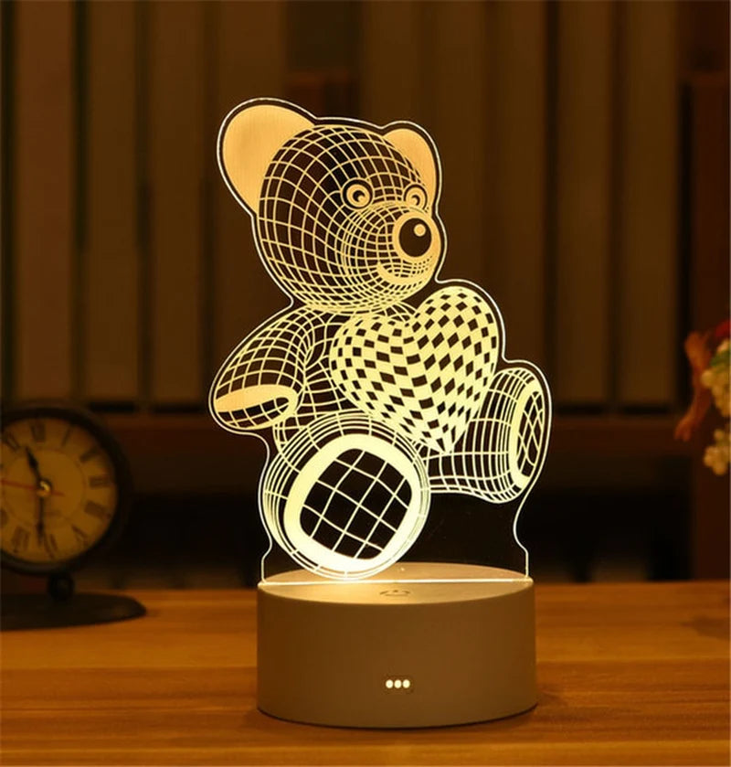 3D Lamp Acrylic LED Night Lights Christmas Party Decoration Night Light for Home Bedroom Decor New Year Wedding Neon Lamp USB