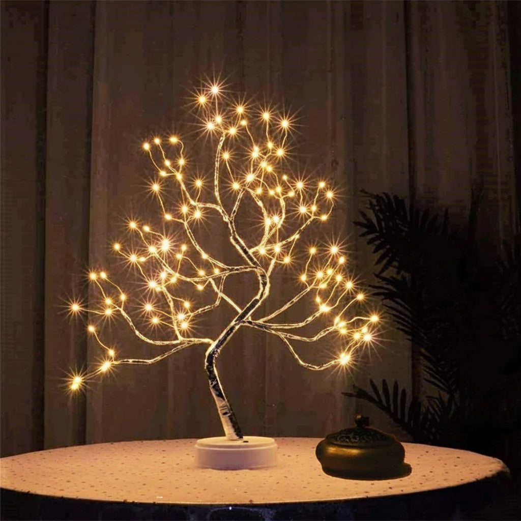 LED Night Light Mini Christmas Tree Copper Wire Garland Lamp for Kids Home Bedroom Decoration Decor Fairy Light Holiday Lighting