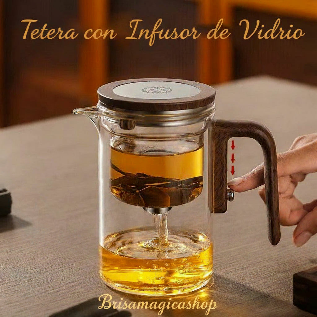 Water Separation Inner Container Teapot One Click Magnetic Switch Tea Separation Filtration Glass Tea Pot Wood Handle Teapot