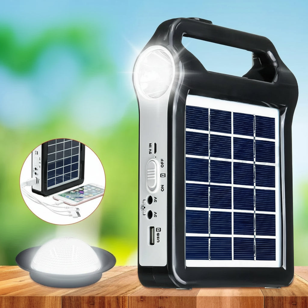 🌞 Generador Solar Portátil 3 en 1 – Energía Limpia para Camping y Emergencias