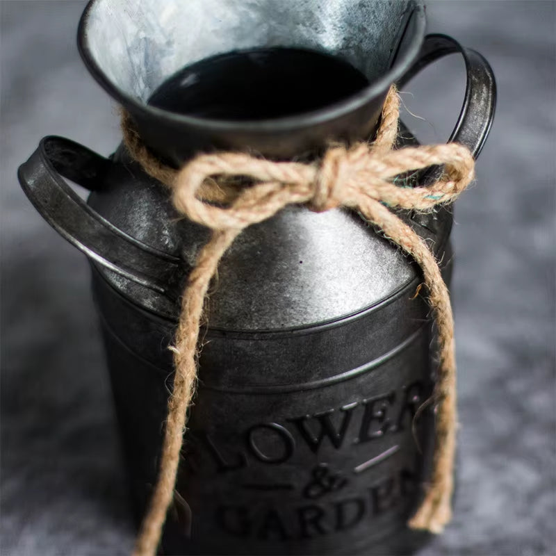 Rustic Metal Milk Cans Retro Original Country Farmhouse Home Decoration Flower Pots