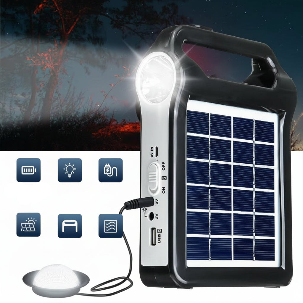 🌞 Generador Solar Portátil 3 en 1 – Energía Limpia para Camping y Emergencias