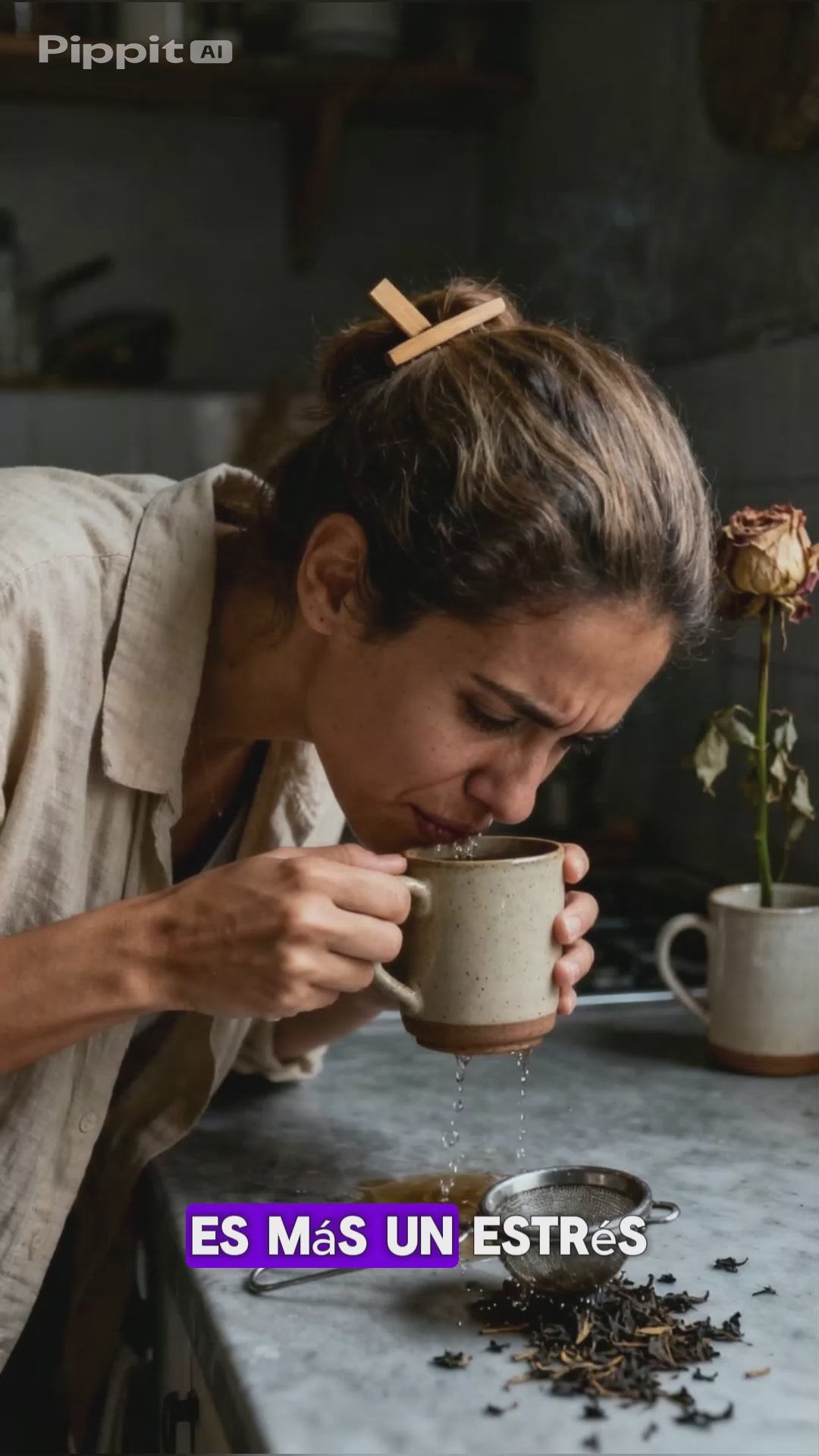 Tetera de Vidrio con Separador de Té Magnético - Mango de Madera Natural